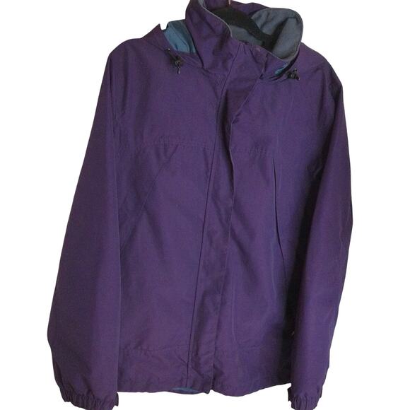 Lands End Purple Windbreaker Waterproof Jacket With Hood Size Large READ - Picture 2 of 10